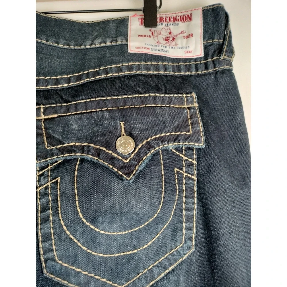 NWT True Religion Straight Flap Big T Jeans Men 42x32 (33) Moonlight Marble